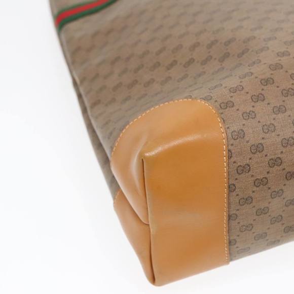 GUCCI Micro GG Canvas Web Sherry Line Tote Bag Beige Gold Auth kk337 - Picture 15 of 16